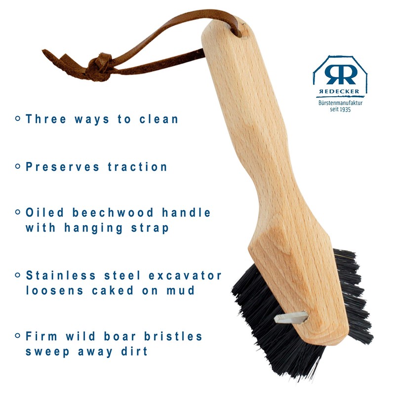 REDECKER Shoe Sole Brush - Wild Boar Bristle, Oiled Beechwood
