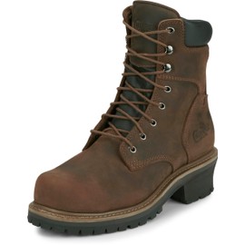 Chippewa Men's 8" Industrial Steel Toe 55026 Logger Boot, Tough Bark (Brown) - 9.5 M US