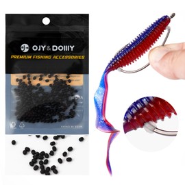 Bait Stoppers (300-Pack), Silicone Rubber Based Fishing Bait Keeper Retainer Beads for Securing Soft Plastic Lure onto Hook Shank