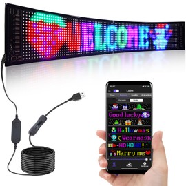Rupse Programmable LED Sign, 27''x5'' Huge Flexible Scrolling Bright Advertising LED Signs, USB 5V LED Signs for Business Car Shop