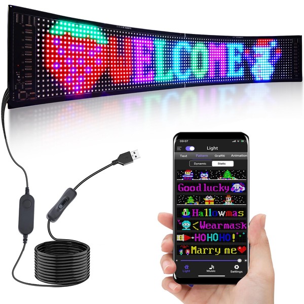 Rupse Programmable LED Sign, 27''x5'' Huge Flexible Scrolling Bright Advertising