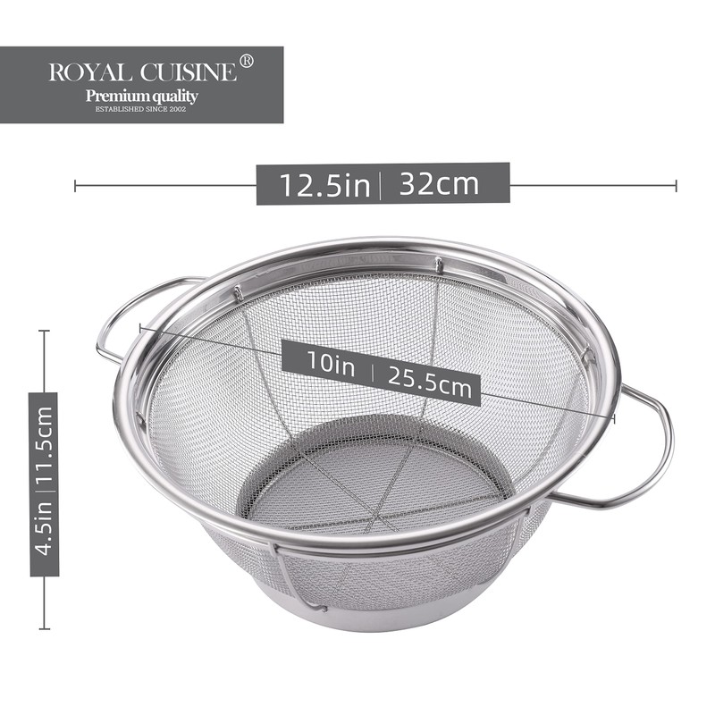 Royal Cuisine Set of 2 Stainless Steel Colanders with Loop