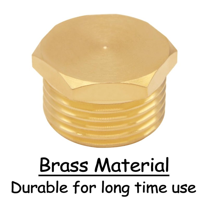 Uenede 2PCS Brass Garden Hose End Plug Cap 3/4" GHT