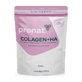 Pronat Colágeno Hidrolizado Ácido Hialurónico Suplemento Alimenticio Sabor Natural Bolsa 500 Gramos