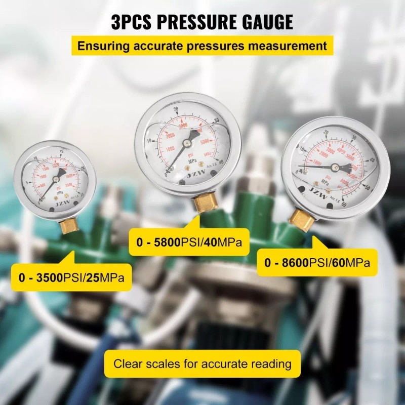 Vevor Kit Prueba Presión Hidráulica 600bar Excavadora 10 Acoples