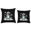 Funny Snowball Fights Happy Dinosaurs and Snowball Fighter Throw Pillow,
