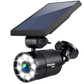 amaqua Solar Motion Spotlight Outdoor Aluminum case 9-Watt(110W Equ.) 1400-Lumen Solar Motion Sensor Floodlight for Outside Garden Patio Garage Deck Post, 2-Year Free Warranty Guarantee(Black)