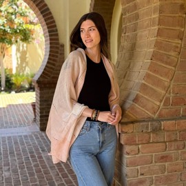 Humble Hilo Loomed Cotton Blend Scarf Shawl Wrap for Women - Lightweight Neck Scarf, Travel Coverup, Formal or a Summer Shawl (Broad Stripes, Peach)