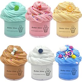 Butter Slime Kit 6 Pack Pre Made Sludge Toy for Party Favors, Super Soft and Non-Sticky, Easter Egg Fillings Christmas Stocking Stuffers, ifts for Kids Girls Boys