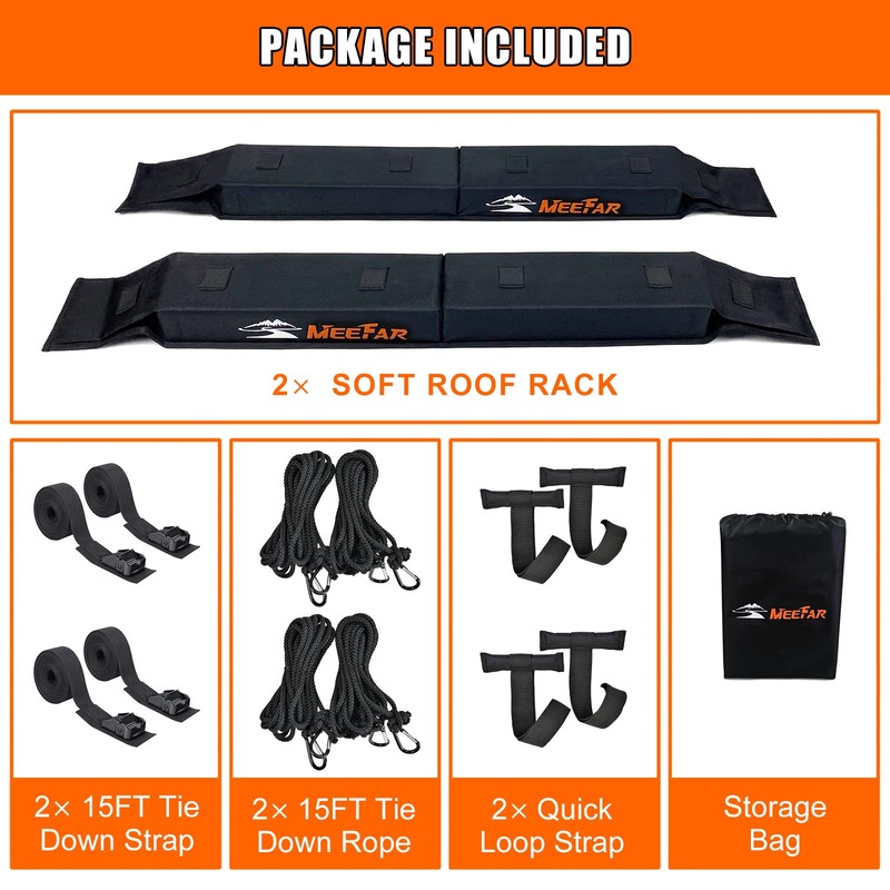MeeFar Universal Car Soft Roof Rack Pads Luggage Carrier System