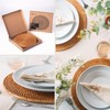 Decvel 6-Pack Rattan Placemats - 13-inch Round Placemats (Honey Brown)