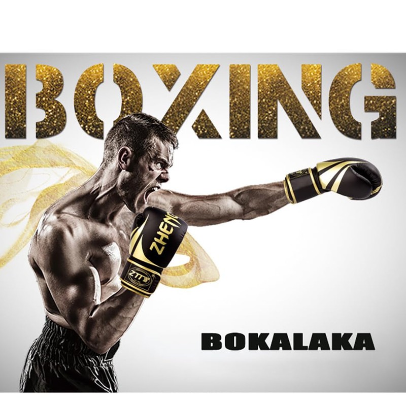 bokalaka Boxing Gloves White Gold Premium Faux Leather Training Gloves