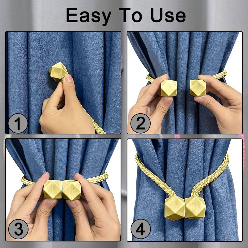 Yatinkim 2 Pack Curtain Ties Magnetic Tiebacks Drapes Holders Window
