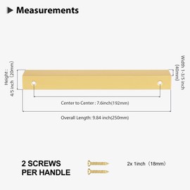 Peaha 10 Pack Cabinet Handles Brushed Brass Kitchen Drawer Pulls Cabinet Finger Edge Pulls Cabinet Door Hardware 192mmCenter to Center