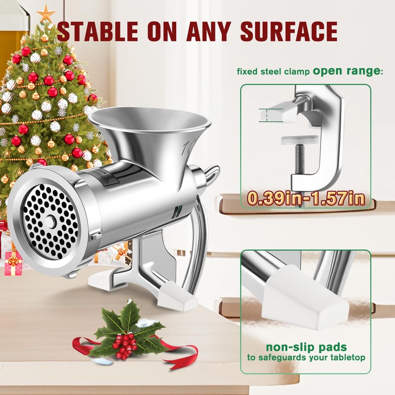 Huanyu Meat Grinder Manual Stainless Steel - Heavy Duty, Sausage