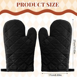 Geyoga 12 Pairs Oven Mitts Heat Resistant Kitchen Oven Gloves Mitts Thick Cotton Quilted Kitchen Baking Flexible Glove for Cooking Kitchen Grilling Oven 10.6in (Black)
