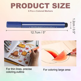 PATIKIL Colored Markers, Deep Blue 6 Pack Washable Coloring Drawing Doodling Markers Broad Line Art Marker Water Color Pens Set for Adult Coloring Books Sketching