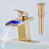 AVSIILE LED Bathroom Sink Faucet, Brushed Gold Waterfall Single Hole