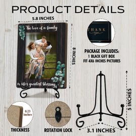 MXLINSW Greatest Blessing Gift for Family, Warm Memories Gift for Women Men, The Love of A Family Retro Photo Frame, Wooden Picture Frame with Stand, Home Office Desk Decor, Green Sage Print-B04