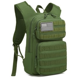 wotony Hydration Backpack with Water Bladder for Hiking Tactical Hydration Pack for Men Women Molle Water Backpack for Hiking (Army Green, 2L-Bladder)