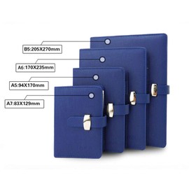 A7 Yellow PU Leather Business Notebook with Pen Pocket and Card Slots, Refillable Notepads for Men and Women