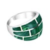 AeraVida Modern Brick Blocks of Green Malachite Inlay .925 Sterling
