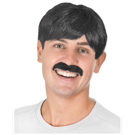 Costume Adventure Men's Black Wig and Mustache Set