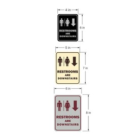 Signs ByLITA - Letrero redondo para baño con texto en inglés "Retrato" (plata cepillada), tamaño pequeño