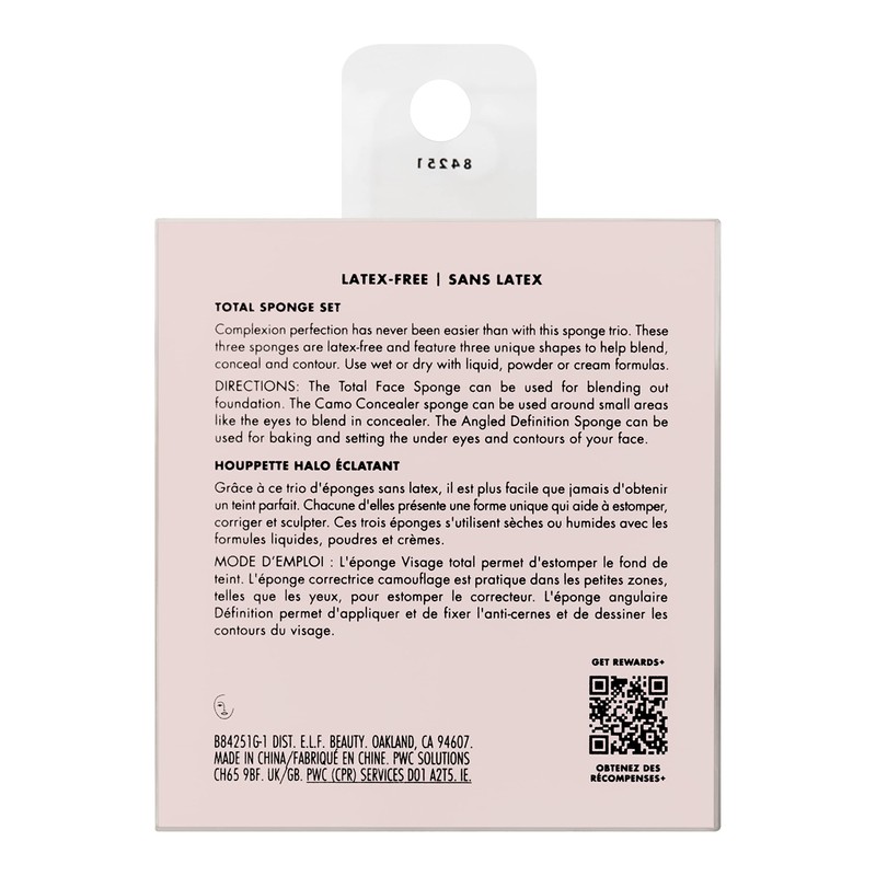 e.l.f. Total sponge set, multi-use make-up sponge set for flawless