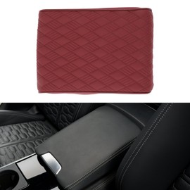 X AUTOHAUX Car Center Console Cover Car Armrest Cover 12.60"x8.27"x1.97" Red Napa Leather
