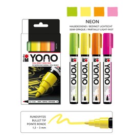 Marabu YONO Neon Paint Markers - Unleash Your Creativity with Our Versatile Set of 4 Acrylic Paint Pens for Any Surface