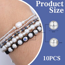 COGCHARGER 10pcs 6mm 925 Sterling Silver Beads Sterling Silver spacer Beads Smooth Round Silver Beads for Jewelry Making