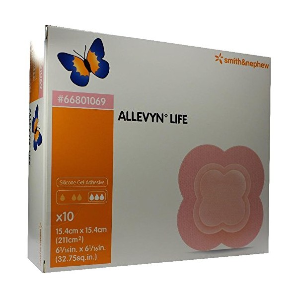 Smith & Nephew 373-9380 Allevyn Life Large Dressing 6" x 6" - Pack of 10