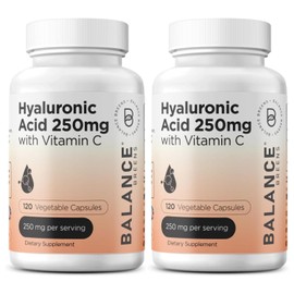 Pure Hyaluronic Acid Supplement 250mg with Vitamin C 50mg, 120 Vegan Capsules - Skin Hydration for Natural Glow, Hair, Nails, Bone & Joint Health Formula