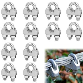 Pack of 12 Wire Rope Clips 2 mm Stainless Steel M2 Bow Rope Clamp, Rope Clips 2 mm, Wire Rope Clamp 2 mm, M2 Wire Rope Clamps, Rope Bow Rope Clamp, for Wire Rope Rope Clamp Washing Line Awning