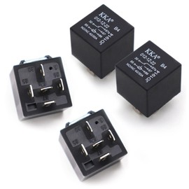 QODOLSI 4 Pack 40A Automotive Relays, 5 Pin Relay, 12V Waterproof Car Relay, Auto Relay Switch, Replacement for Car Boat Outboard Motor (Black)