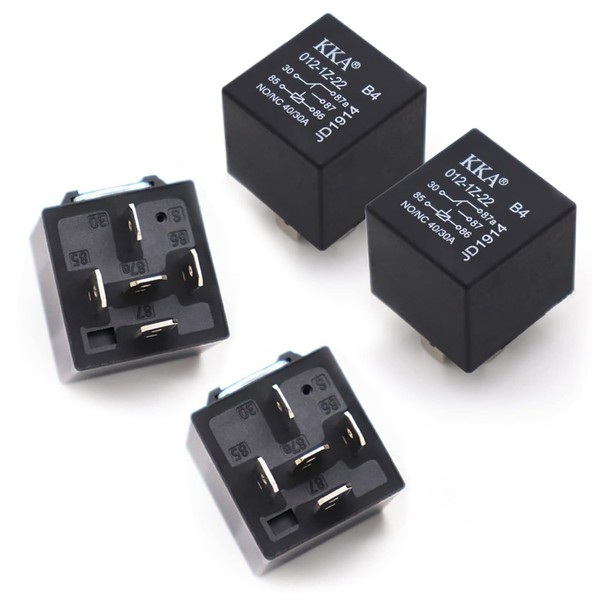 QODOLSI 4 Pack 40A Automotive Relays, 5 Pin Relay, 12V