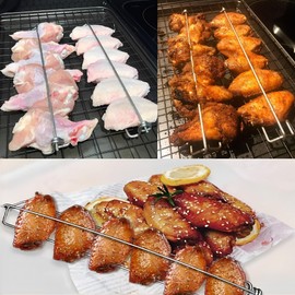 Chicken Wing BBQ Fork 4 Pack, Wing Rails for Grilling Chicken Wings, Metal BBQ Grilling Fork for Outdoor Camping Picnic Barbecue