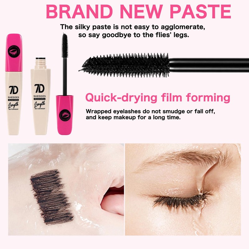 MOTIBACK 7D Black Mascara Waterproof Volumizing Lengthening Curling Eye Makeup