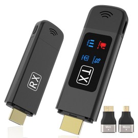 2025 Upgraded Wireless HDMI Transmitter and Receiver, Plug & Play, 2.4G+5G Wireless HDMI Extender 4K Input 1080P Output with LED Screen for Audio to Monitor from Laptop/TV Box, Black
