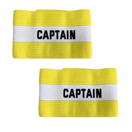 Kuskins 2Pcs Captain Armband, Adjustable Elastic Sports Arm Bands for Soccer Basketball Football and Outdoor Team Games, Adult & Youth Team Captain Accessories (Yellow)