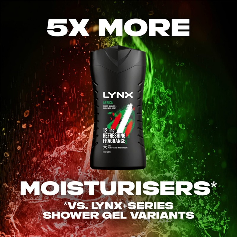 Lynx Africa 12-H Refreshing Fragrance Shower Gel Body Wash for