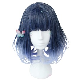 Lolita Harajuku Style GAL Style Cosplay Wig Gothic Lolita Heat Resistant (Blue) Mesh Bob Girl Yume Cute Princess Small Face Party Fancy Dress Daily Wig wig