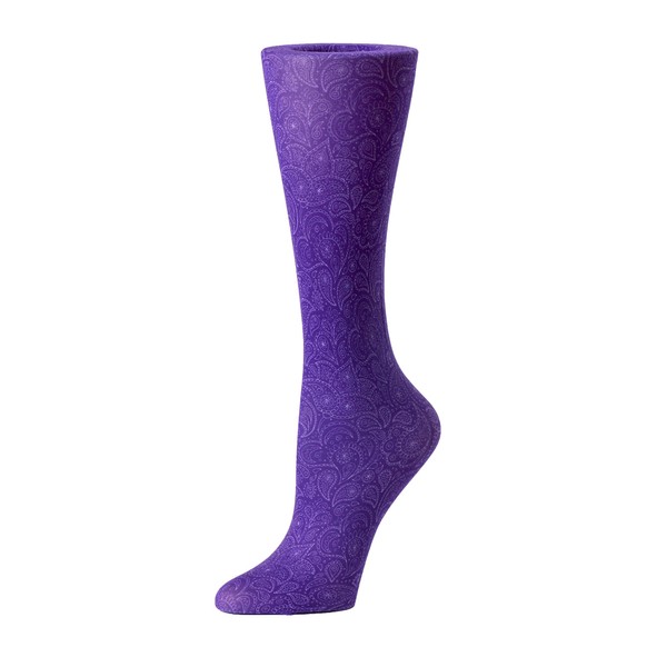 Cutieful Women's Therapeutic Graduated 8-15 mmHg Compression Socks, Purple Paisley, Shoe Sizes 5-11