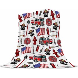 Firefighter Baby Blanket 30x40 Inches - Super Soft Fire Truck Blankets for Toddler Boys & Girls - Fluffy Fleece Fireman Blanket for Kids, Nursery, Stroller - Cozy Lightweight Throw Gift for Infants