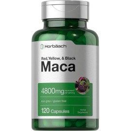Horbäach Maca Root Capsules 4800 mg | 120 Pills | Peruvian Maca Extract | by Horbäach
