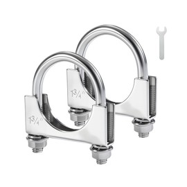 EVIL ENERGY 1.75" Heavy Duty U Bolt Exhaust Clamp, 1 3/4 Inch Stainless Steel U Muffler Clamps, Saddle Style, 2PCS