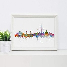 Dublin Skyline Cityscape Dublin Print Watercolor Art Watercolor Painting Ireland City Building Office Decor City Silhouette Wall Art 8x10 inch Unframed