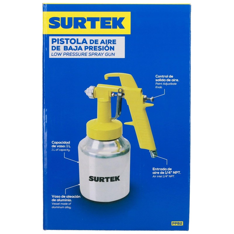 Surtek PPB2 Pistola para pintar de baja presión, capacidad 1000