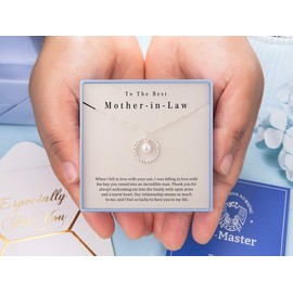 Mother in Law Necklace Mom Gifts Mother Daughter Necklace Sterling Silver Circle Necklaces for Mother in Law Gifts Christmas Holiday Jewelry